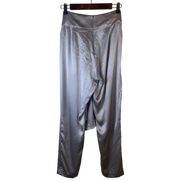 Michelle Mason‎ Women Size 6 Silk Charmeuse Belted Slim Pleated Pants Tie Belt - Picture 4 of 12